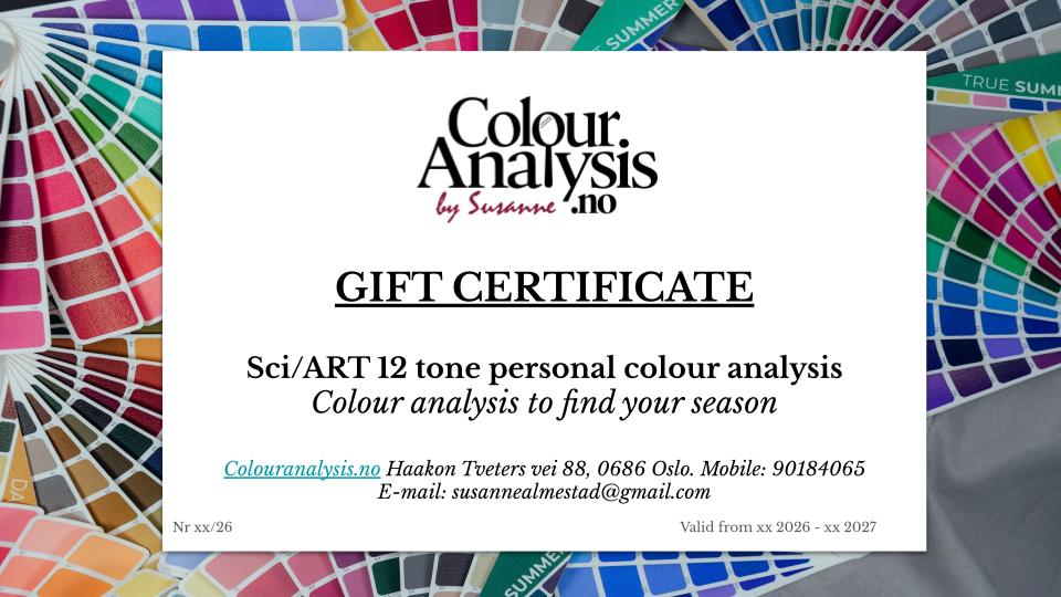 Gift card for colour analysis